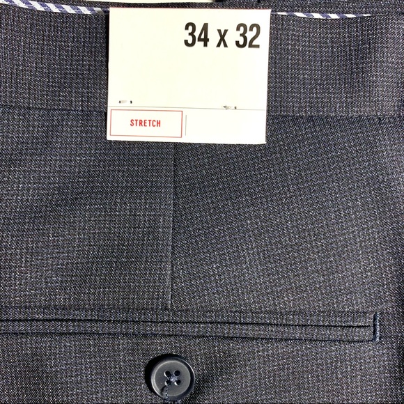 Express Dark Navy Microcheck Wide Leg Dress Pant - Picture 2 of 6